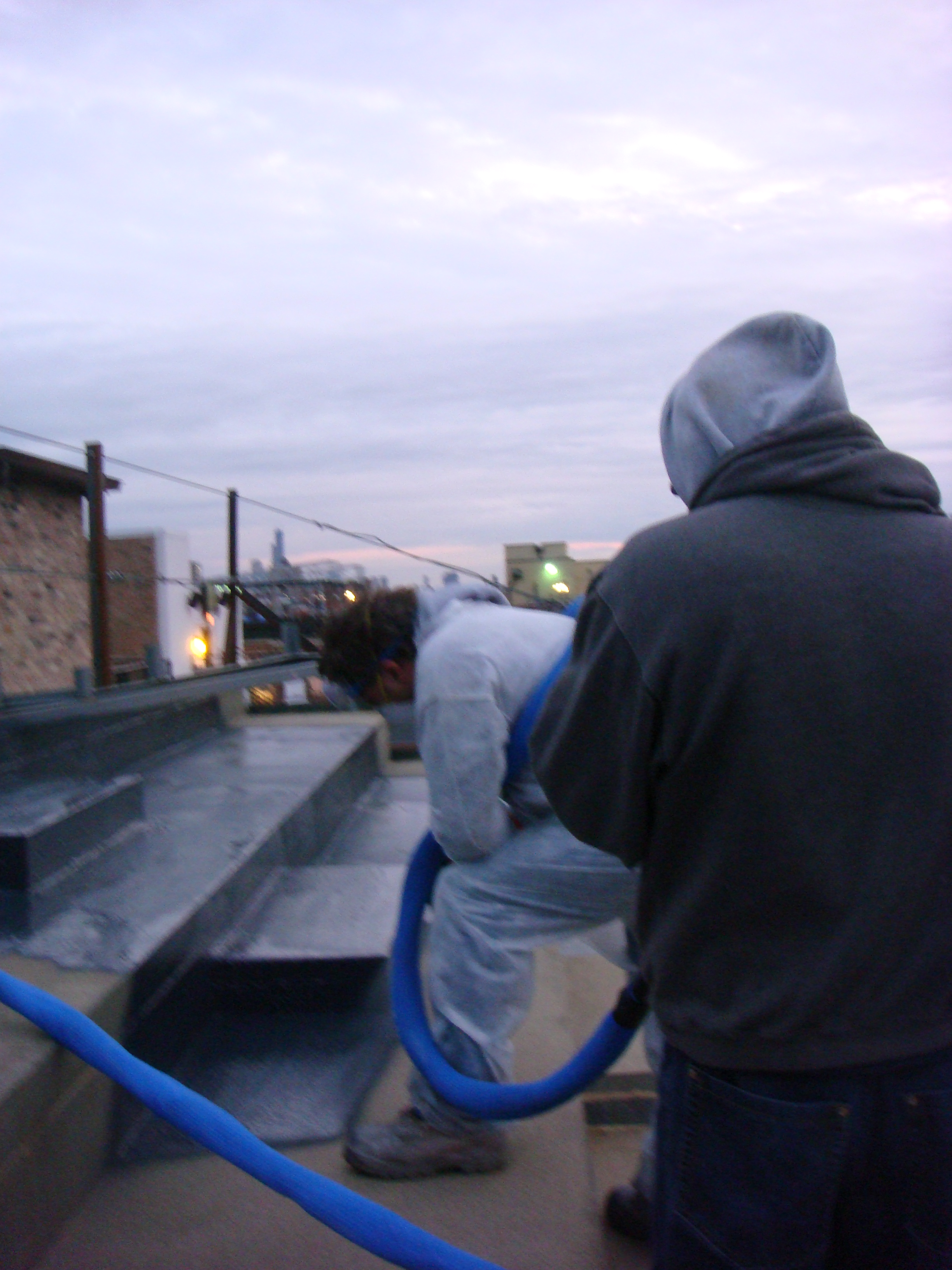 Concrete structure sealed with polyurea membrane